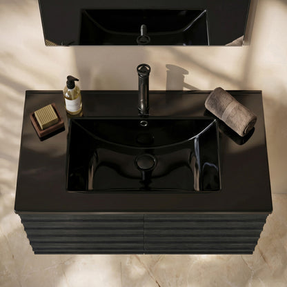 30" Vanity Sink Top in Glossy Black