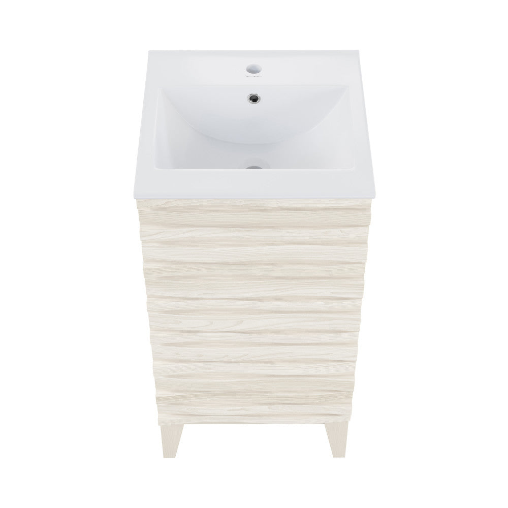 Cascade 18" Freestanding Bathroom Vanity in White Oak with Sink Top
