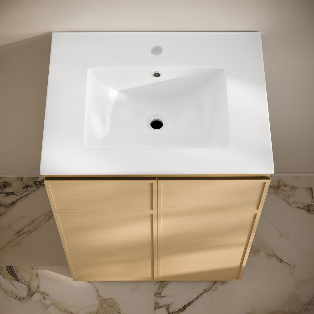 St. Tropez 24" Freestanding Bathroom Vanity in Natural Oak with Sink Top