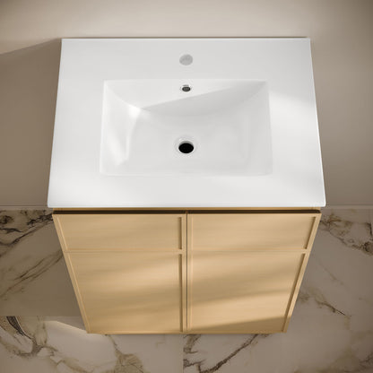 St. Tropez 24" Freestanding Bathroom Vanity in Natural Oak with Sink Top