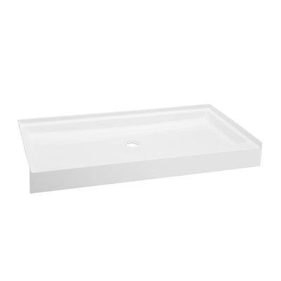 Voltaire 60" x 36" Acrylic White, Single-Threshold, Center Drain, Shower Base