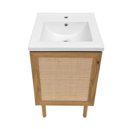 Classe 18" Freestanding Bathroom Vanity in Golden Oak with Sink Top