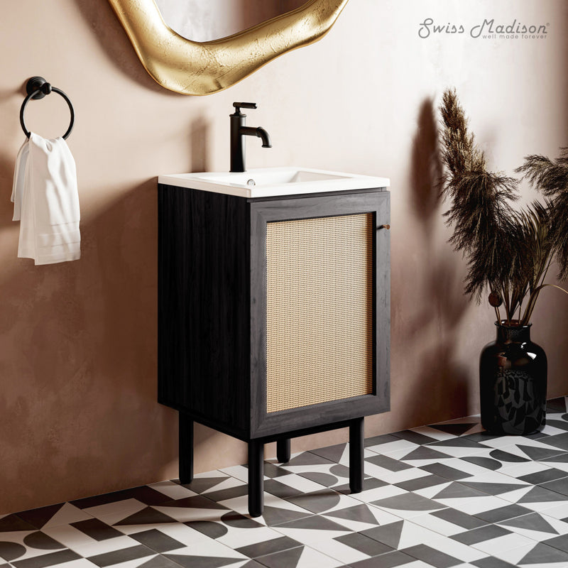 Classe 18" Freestanding Bathroom Vanity in Black Oak with Sink Top