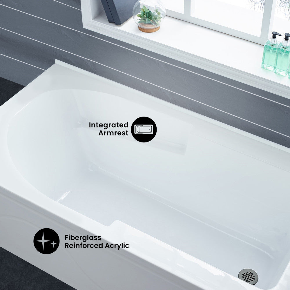 Ivy 54 x 30 Right Drain Soaking Alcove Corner Apron Bathtub in Glossy White