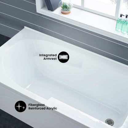 Ivy 54 x 30 Right Drain Soaking Alcove Corner Apron Bathtub in Glossy White