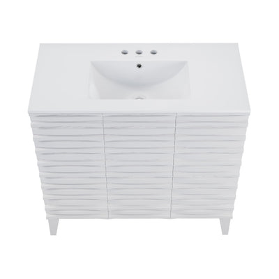 Cascade 36 in. White Oak Bathroom Vanity With White, 3-Hole Ceramic Sink Top