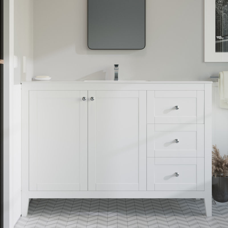 Cannes 48 Single, Two Doors, Three Drawers, Bathroom Vanity