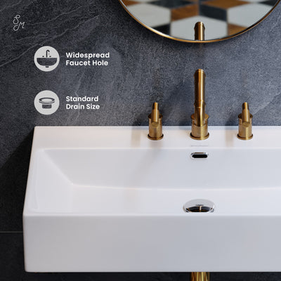 Claire 30" Rectangle Wall-Mount Bathroom Sink with 8" Widespread Holes