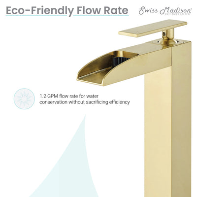 Concorde Single Hole, Single-Handle, High Arc Waterfall, Bathroom Faucet in Brushed Gold