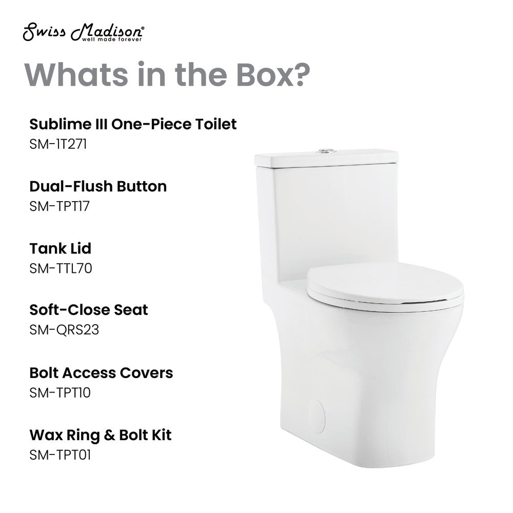 Sublime III One-Piece Round Toilet Vortex™ Dual-Flush 0.95/1.26