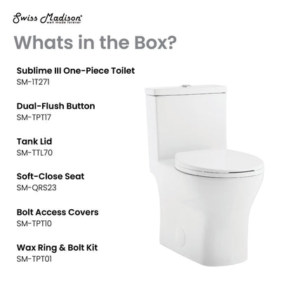 Round one-piece toilet with Dual-Flush 0.95/1.26 gpf and soft-close seat, skirted trapway design.