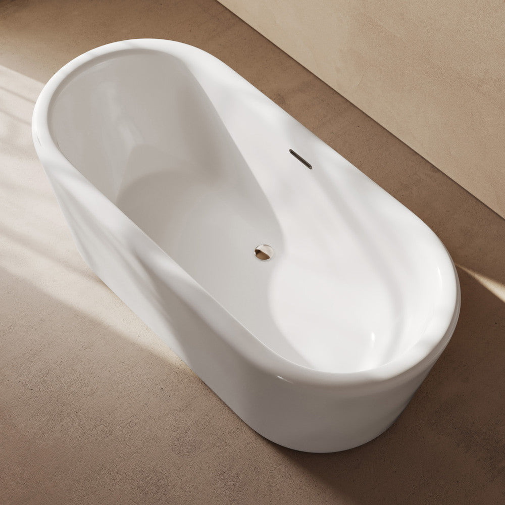 Nanterre 68" Soaking Freestanding Bathtub in Glossy White, Drain Included
