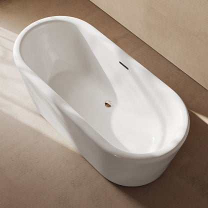 Nanterre 68" Soaking Freestanding Bathtub in Glossy White, Drain Included