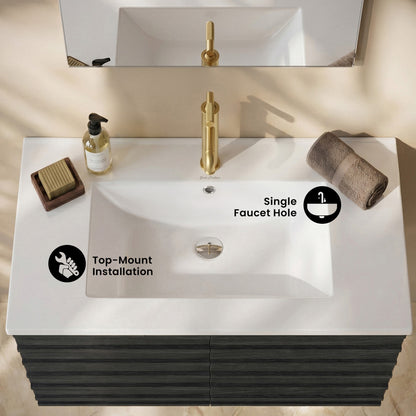 30" Ceramic Vanity Sink Top
