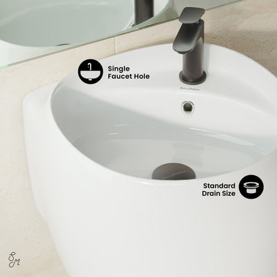 Ivy 18 in. Ceramic Glossy White Wall Mount Sink