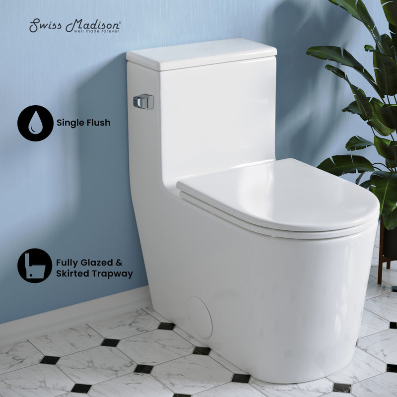 Liberte One-Piece 12" Rough-in 1.28 GPF Left-Hand Flush Elongated ADA Toilet in Glossy White