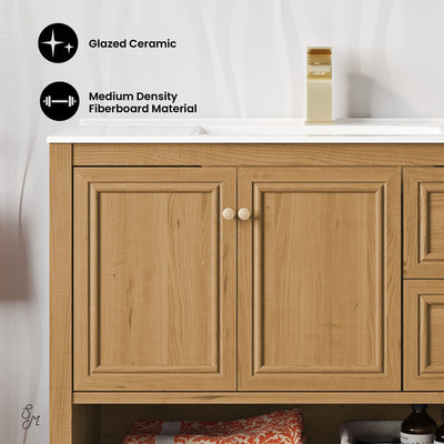 Chateau 36" Freestanding Bathroom Vanity in Golden Oak with Sink Top