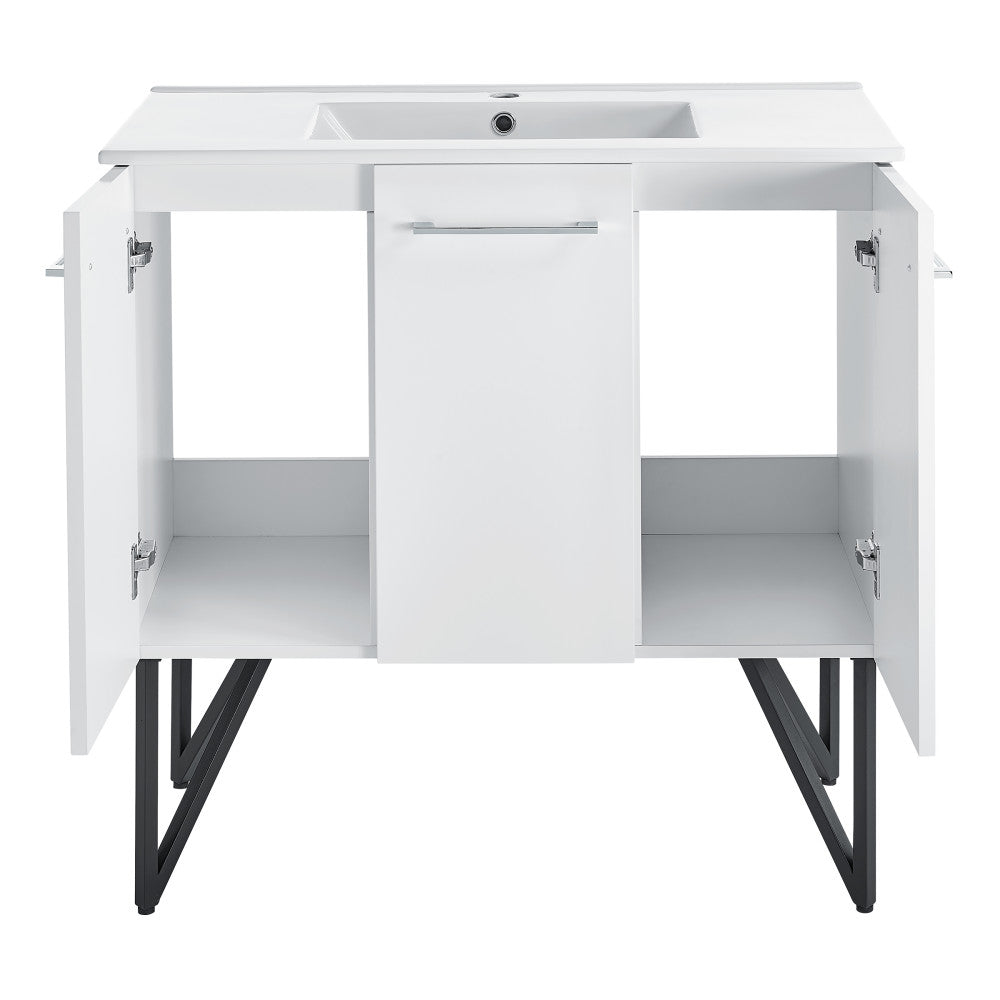 Annecy 36" Freestanding Bathroom Vanity in White with Sink Top