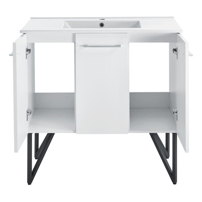 Annecy 36" Freestanding Bathroom Vanity in White with Sink Top