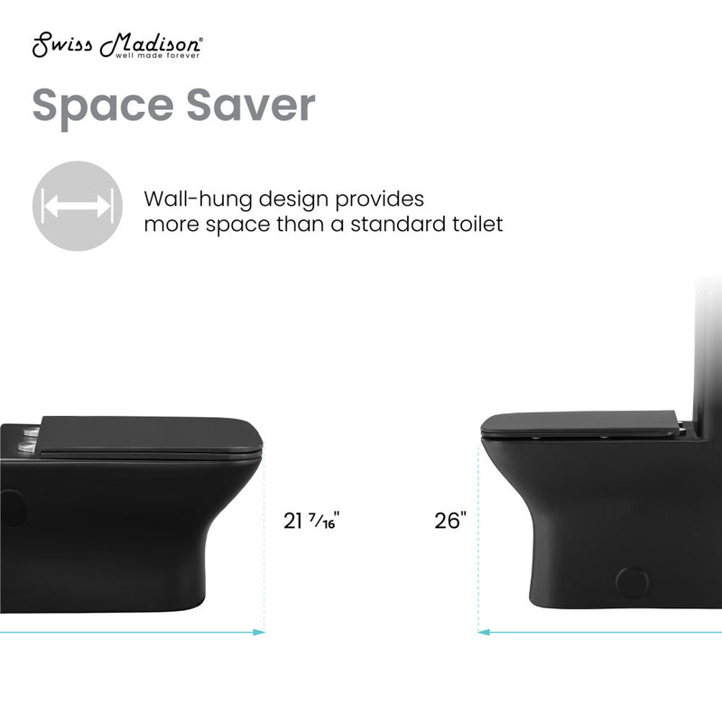 Carre Wall-Hung Elongated Toilet Bowl in Matte Black