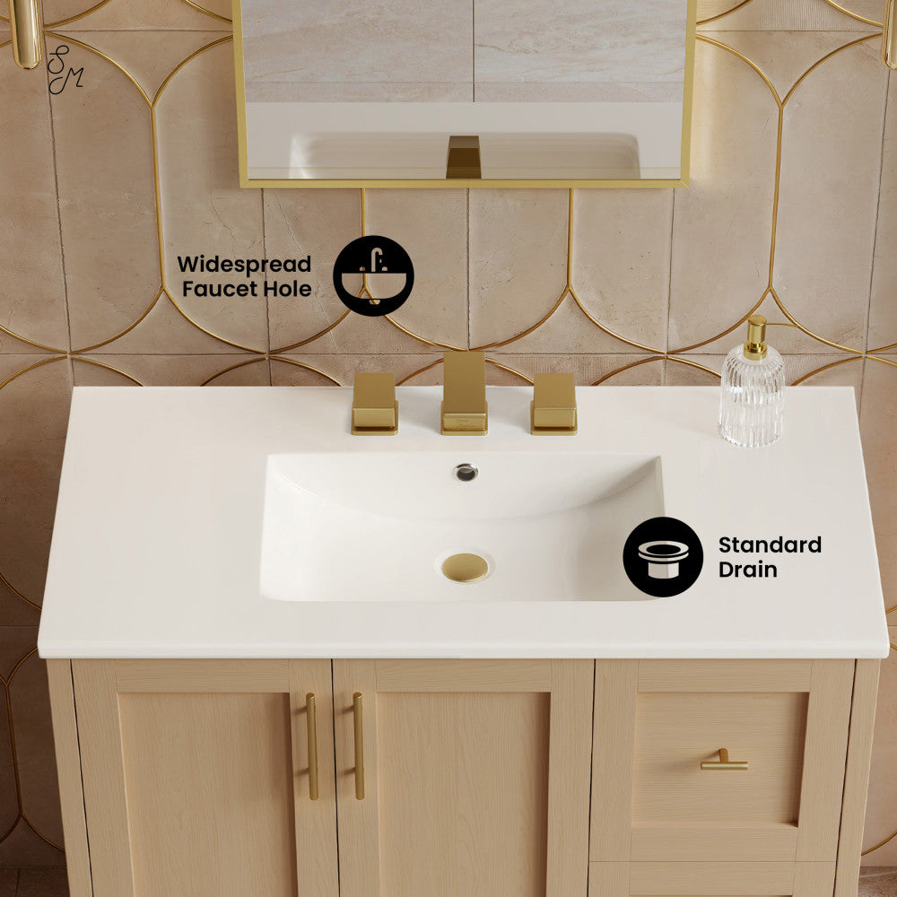 Forme 36" Modular Freestanding Bathroom Vanity with 3-Hole Widespread Top in Natural Oak