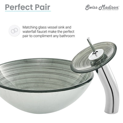 Cascade 16.5 Glass Vessel Sink with Faucet, Smoky Grey