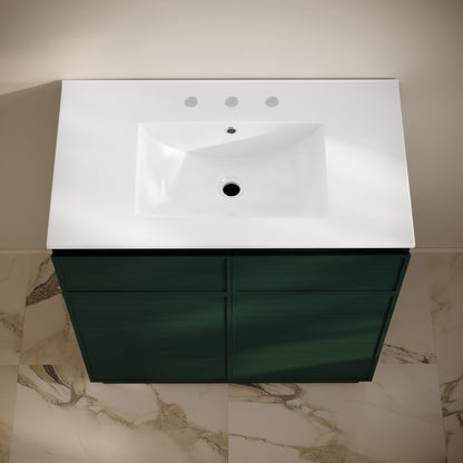 St. Tropez 36" Freestanding Bathroom Vanity in Green Oak with 3-Hole Widespread Sink Top
