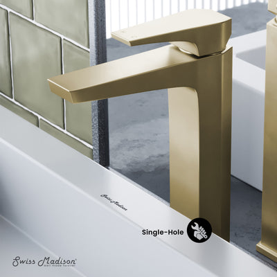 Voltaire Single Hole, Single-Handle, High Arc Bathroom Faucet in Brushed Gold