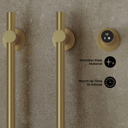 Monaco 2-Bar Electric Towel Warmer with Timer in Brushed Gold