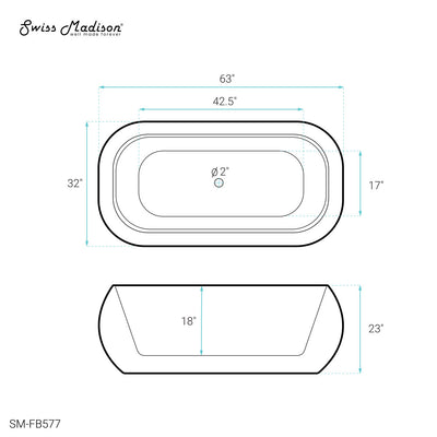 Plaisir 63" Freestanding Bathtub