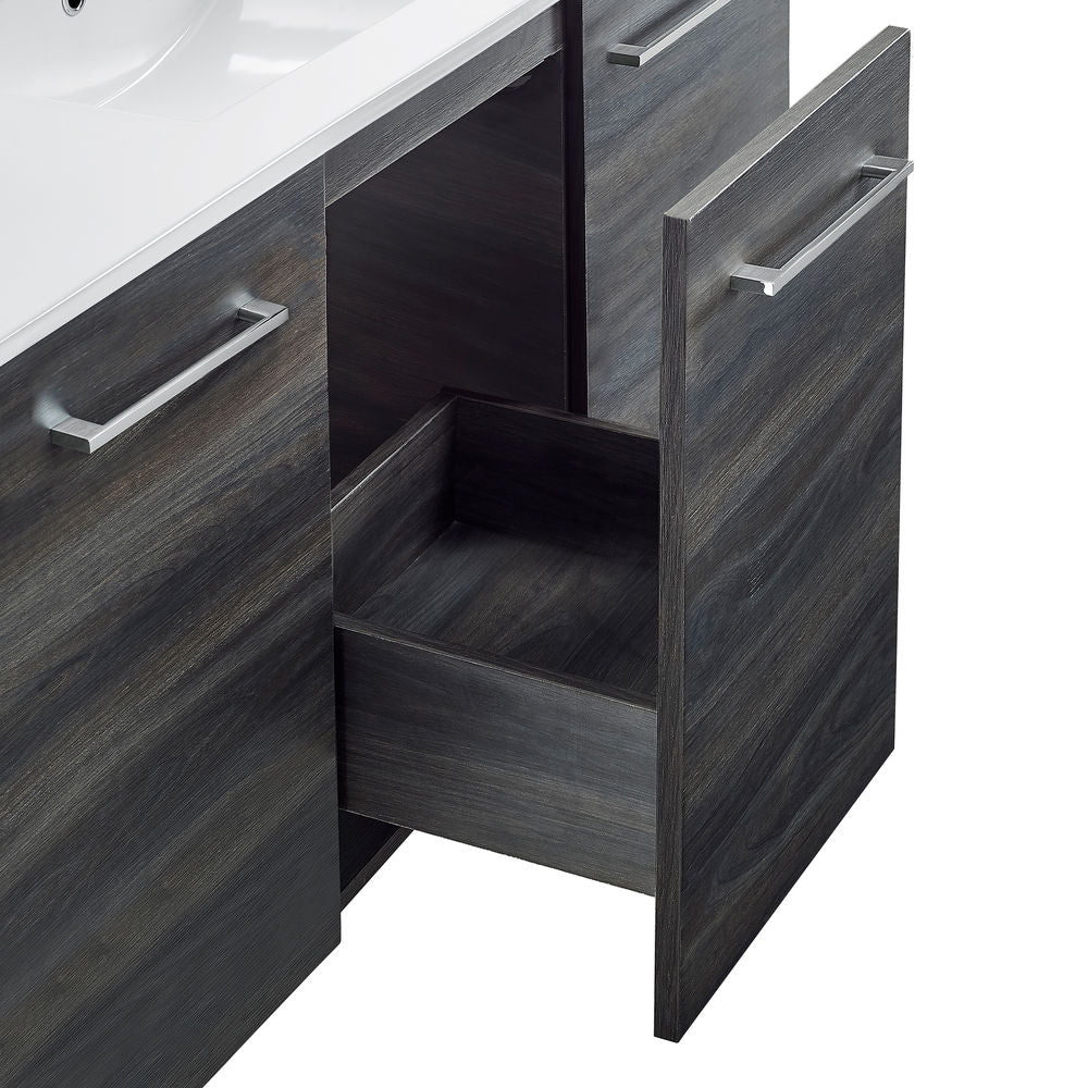 Annecy 48 in. Black Walnut, Double Basin Bathroom Vanity With White, 3-Hole Centerset Ceramic Sink Top