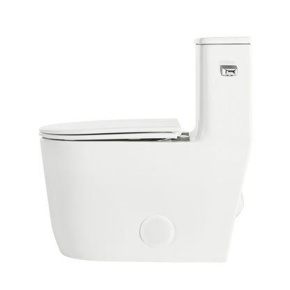Liberte One-Piece 12" Rough-in 1.28 GPF Right-Hand Flush Elongated ADA Toilet in Glossy White