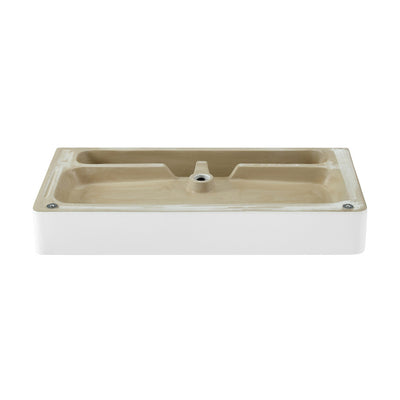Carre 36 Ceramic Console Sink White Basin Brushed Gold Legs