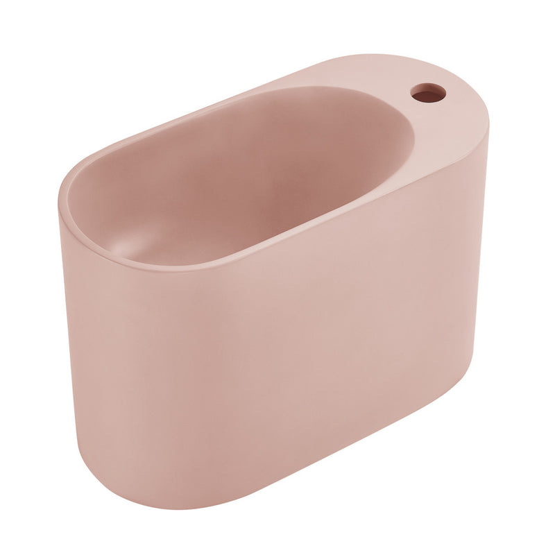 Terre 17.5" Right Side Faucet Wall-Mount Bathroom Sink in Pale Pink