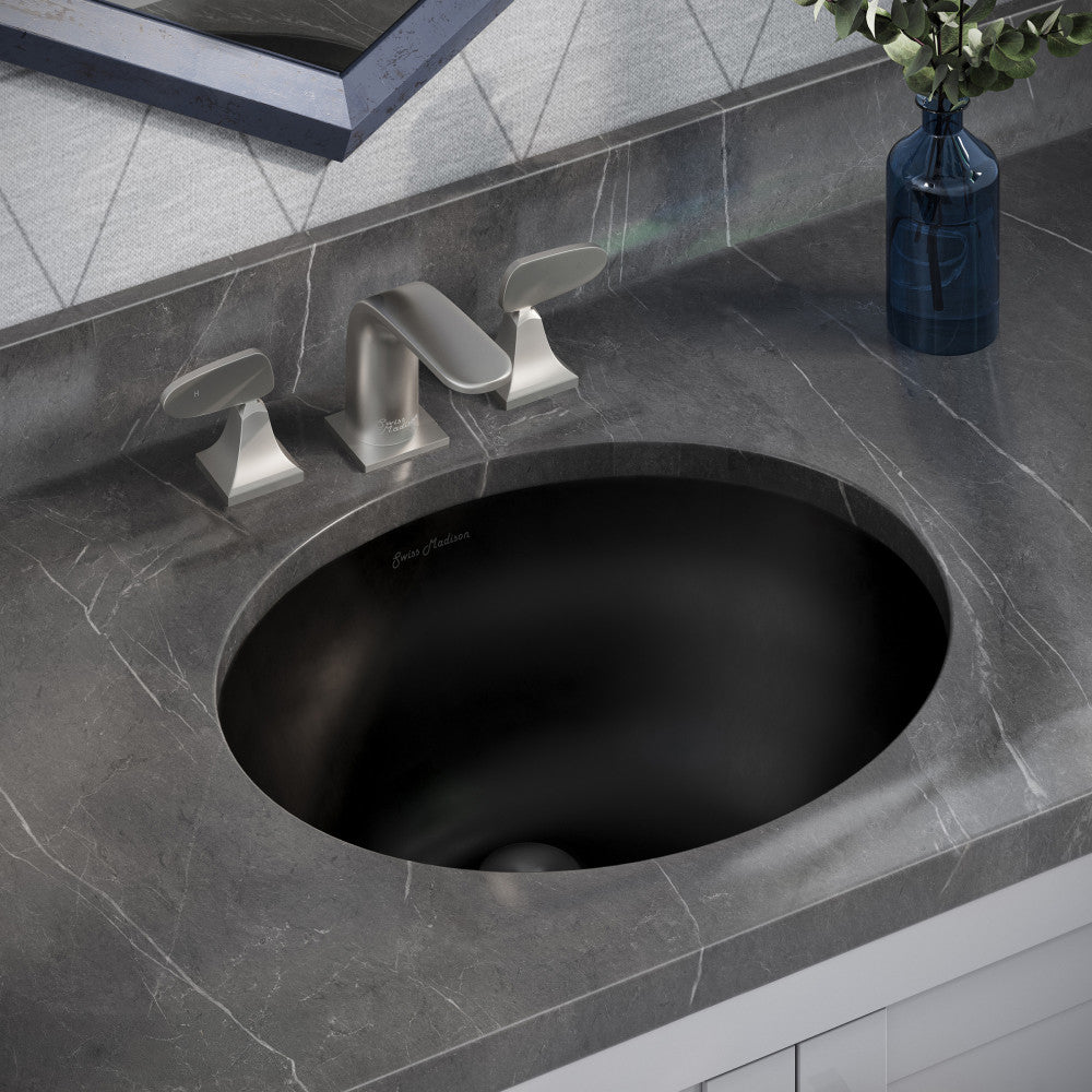 Monaco 19" Ceramic Undermount Bathroom Sink in Matte Black