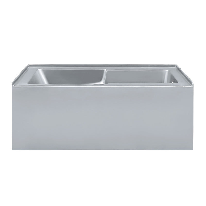 Voltaire 60" x 32" Right-Hand Drain Alcove Bathtub with Apron and Armrest in Matte Gray