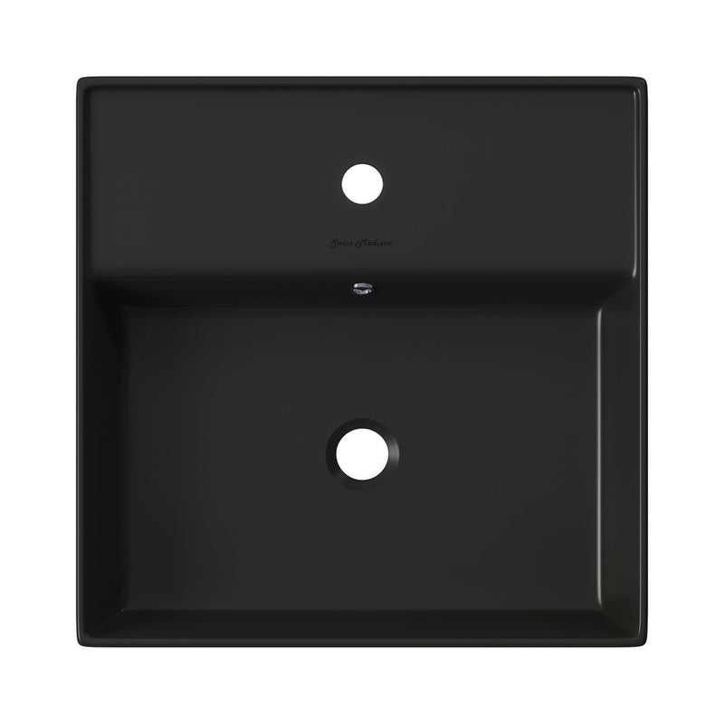 Claire 15" Ceramic Wall Mount Sink in Matte Black