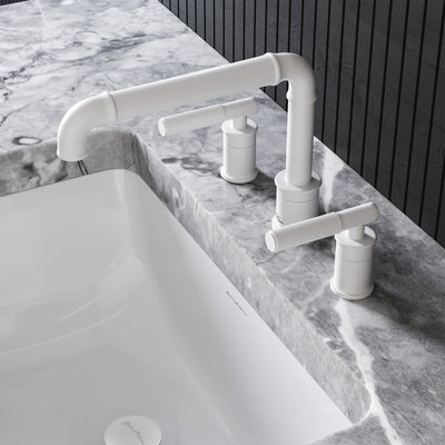 Avallon 8 in. Widespread, Sleek Handle, Bathroom Faucet in Matte White