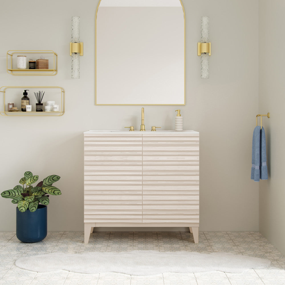Cascade 30" Freestanding Bathroom Vanity in White Oak with 3-Hole Widespread Sink Top