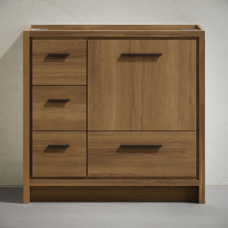 Virage 36" Freestanding Bathroom Vanity in Brown Oak without Sink Top