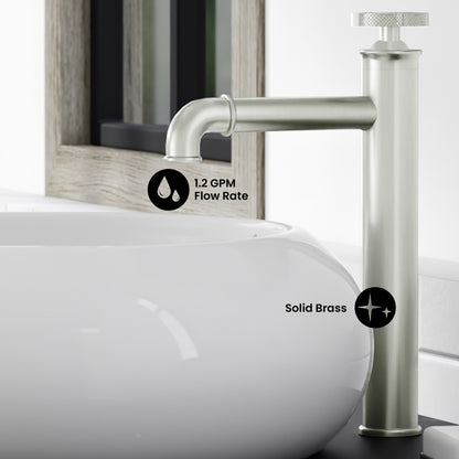 Avallon Single Hole, Single-Handle Wheel, High Arc Bathroom Faucet in Brushed Nickel
