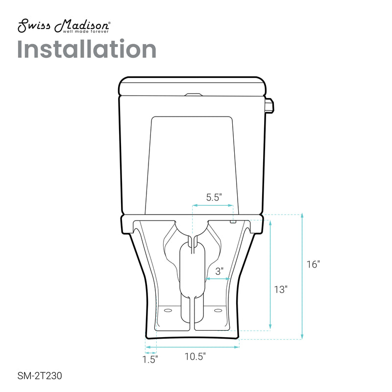 Cache Two-Piece Elongated Toilet Left Side Flush Handle Toilet 1.28 gpf