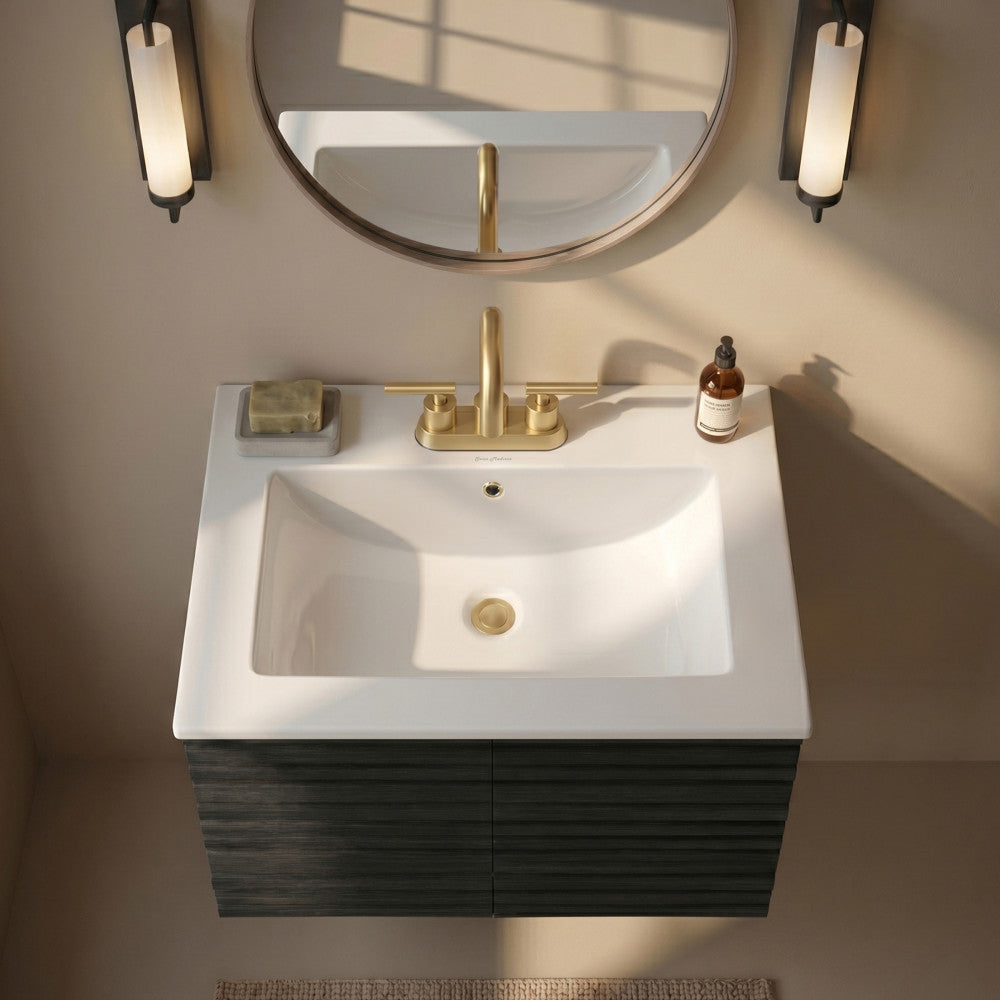 24" 3-Hole Centerset Vanity Sink Top in Glossy White