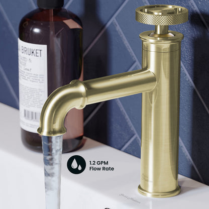 Avallon Single Hole, Single-Handle Wheel, Bathroom Faucet in Brushed Gold