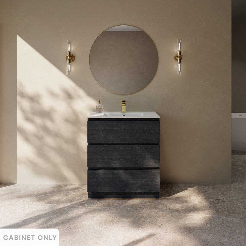 Liberte 30" Freestanding Bathroom Vanity Cabinet without Top in Black Oak