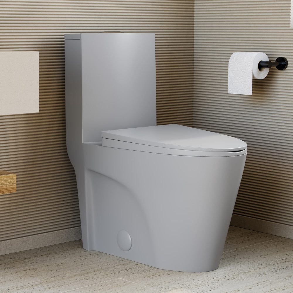 St. Tropez One-Piece Elongated Toilet Vortex™ Dual-Flush 1.1/1.6 gpf in Matte Gray