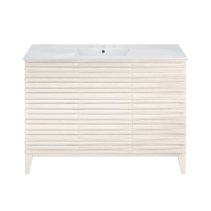 Cascade 48" Freestanding Bathroom Vanity in White Oak with 3-Hole Widespread Sink Top
