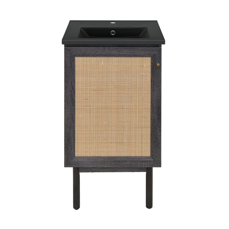 Classe 18" Freestanding Bathroom Vanity in Black Oak with Black Sink Top