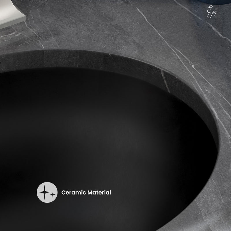 Monaco 19" Ceramic Undermount Bathroom Sink in Matte Black