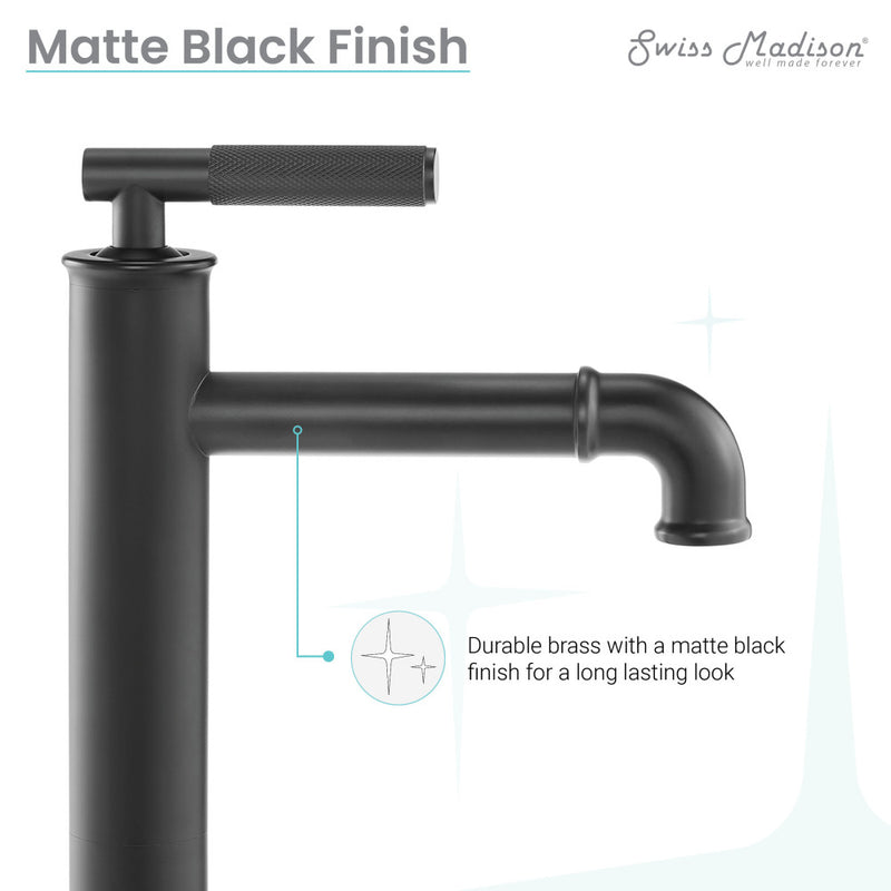 Avallon Single Hole, Single-Handle Sleek, High Arc Bathroom Faucet in Matte Black